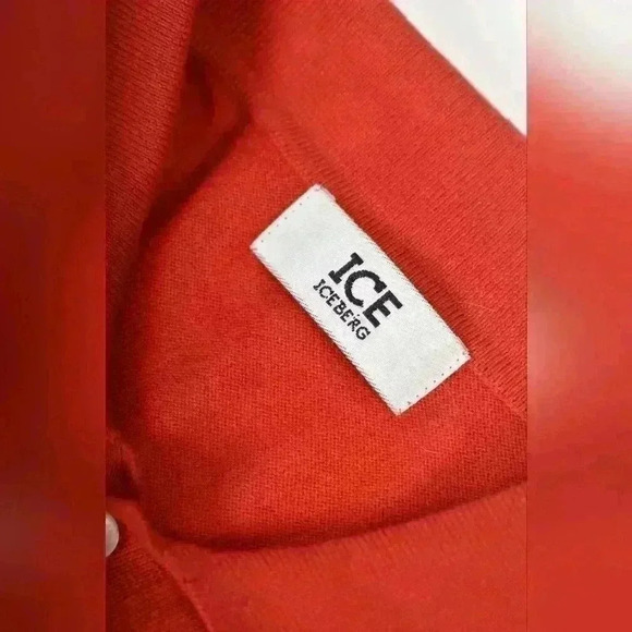 Vtg 2000s ICE ICEBERG Red Black Grey Logo Knit Hip Hop Polo Shirt Medium Romania - Picture 2 of 10